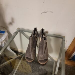 Fergalicious Gray Peep-Toe Booties